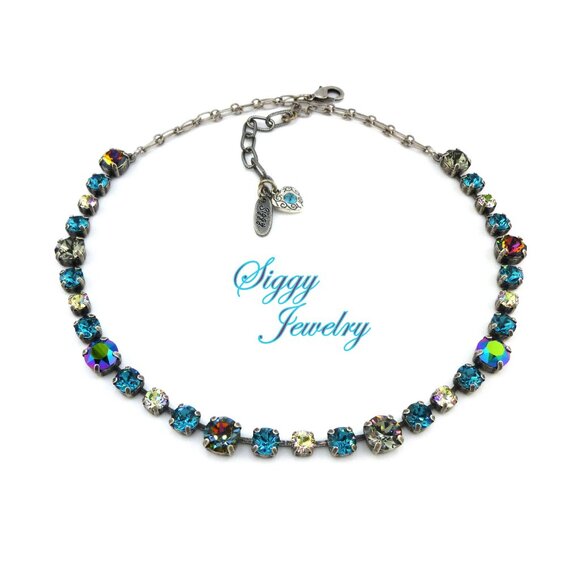 Petite Roxanne Necklace made with Genuine Austrian Crystals in Shimmering Hues - Picture 2 of 4